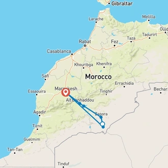 tourhub | Morocco Private Tours | 2 Days Sahara tour from Marrakech to M'hamid desert | Tour Map