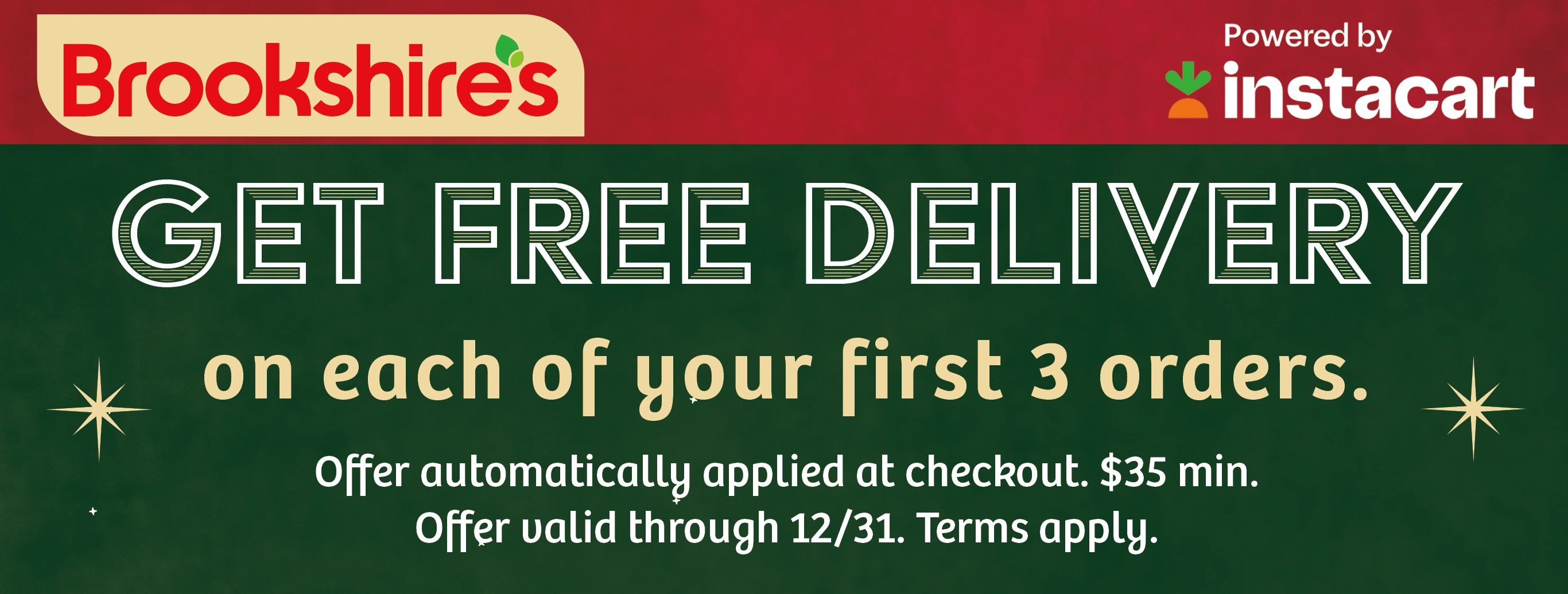 Get FREE Delivery on each of your first 3 orders! Offer valid through 12/31/24. Terms apply.