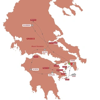 tourhub | Trafalgar | Best of Greece with One-Day 3-Island Cruise | Tour Map