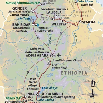 tourhub | Wild Frontiers | Ethiopia Encompassed | Tour Map