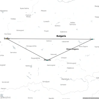 tourhub | Visit Bulgaria On | 5-Day Self-Drive Bulgaria Sightseeing Tour from Sofia by E-Car | Tour Map