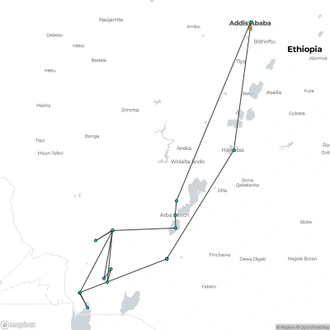 tourhub | Armaye Ethiopia Tours | 9 Days Ethiopia Omo Valley Tour | Tour Map