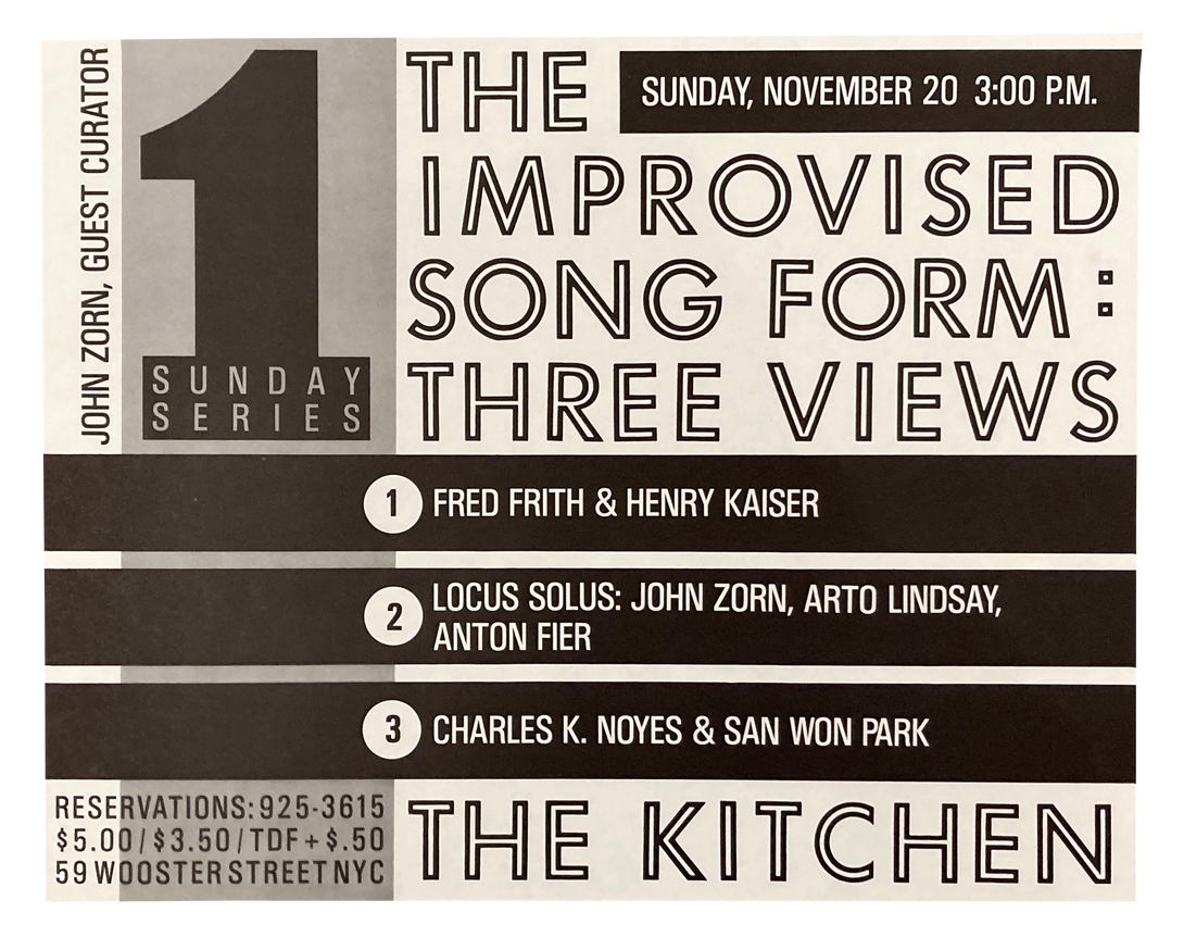 The Improvised Song Form: Three Views, November 20, 1985 [The Kitchen Posters]