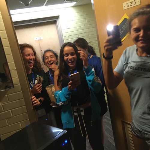 Making popcorn and bounding in the dorms 
