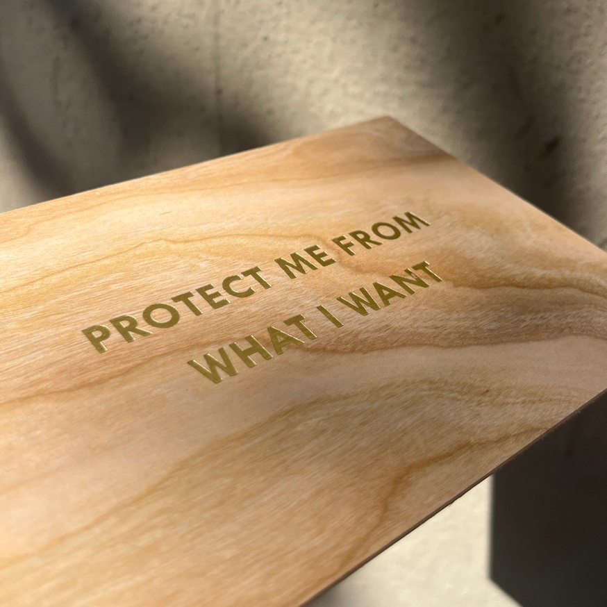 Protect Me From What I Want Wooden Postcard [Gold Text] thumbnail 3