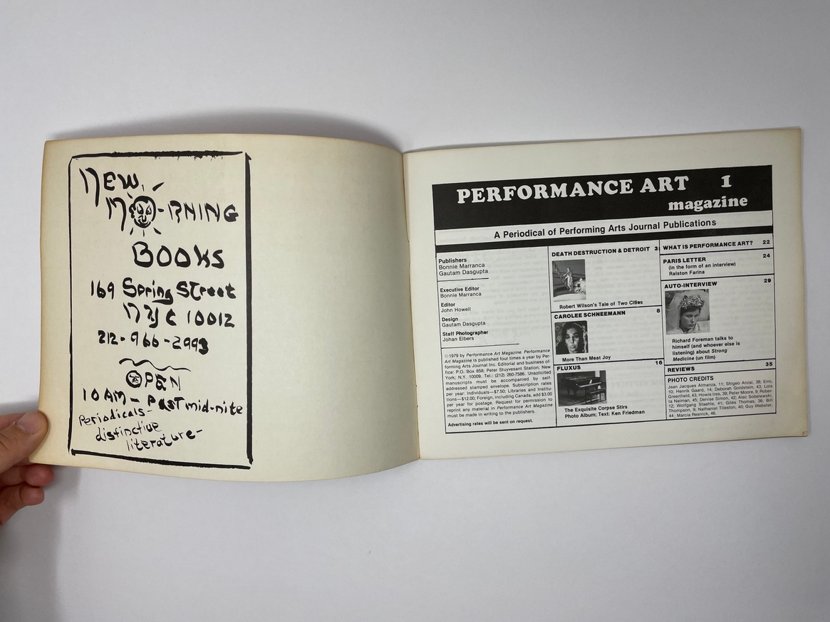 Performance Art Magazine No. 1 (1979) thumbnail 2