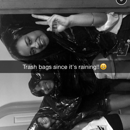 This day it started raining so we all had to run down in the pouring rain to our dorms in trashbags :)
