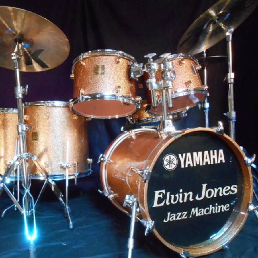 Elvin Jones's Yamaha Two Sided Poster. Maple Custom/ Signature Snare, 28 x  20 $25.00 - Donn Bennett's Drum VaultDonn Bennett's Drum Vault