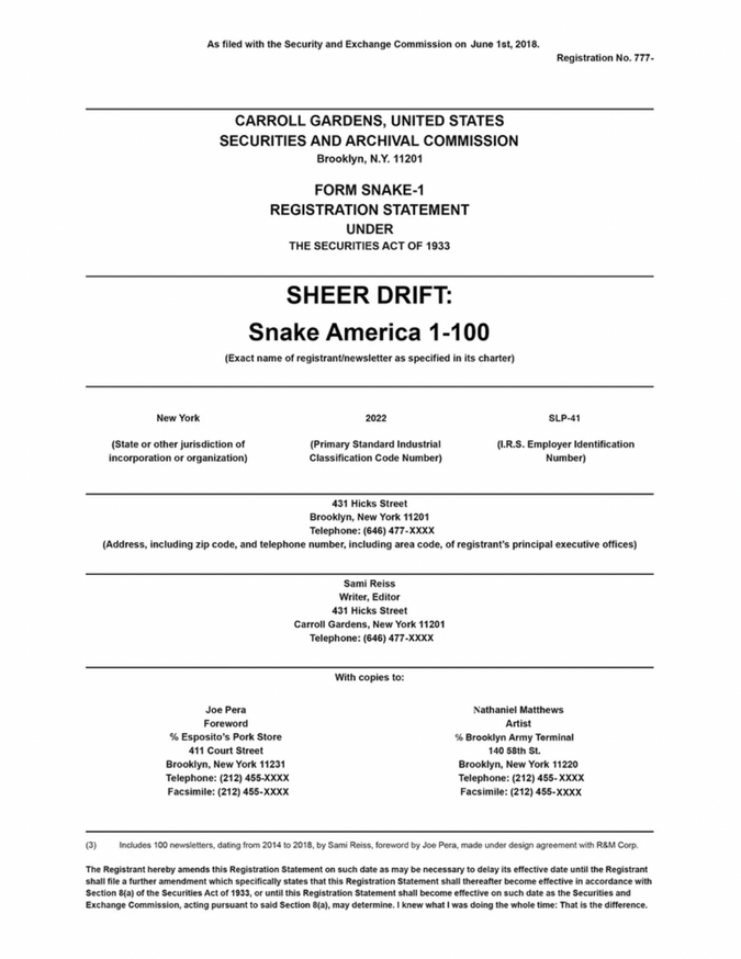 SLP-041: SHEER DRIFT: The Snake America Newsletters (1-100) thumbnail 4