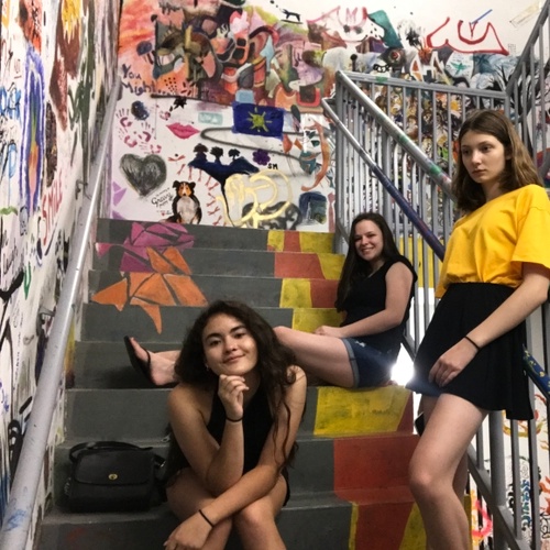 These are the two closest friends I made at my program. We went into an art building and discovered that the whole stairwell (5 stories) is essentially a graffiti room for students. Amazing art. 