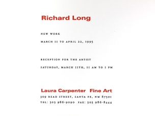 Richard Long : New Work, March 11 to April 22, 1995 [Pair of Invitation Cards]