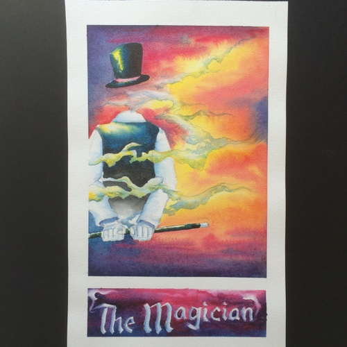 This was work I had done from my illustration class. The assignment was to design and compose a tarot card, so here is my final piece of the magician tarot card.
