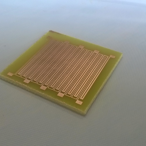 A circuit board where we used Photolithography
