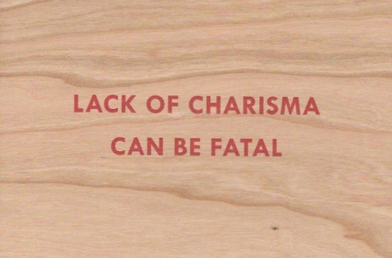 Lack of Charisma Can Be Fatal Wooden Postcard [Red Text]