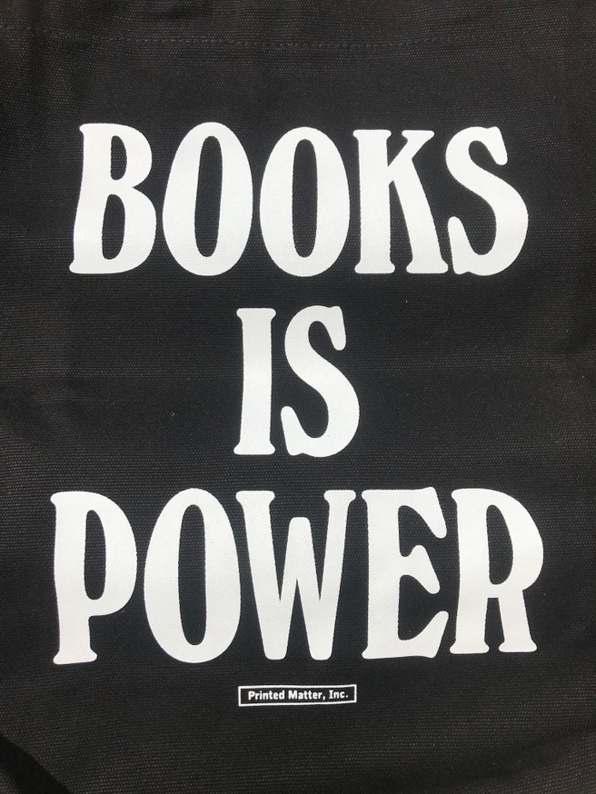 BOOKS IS POWER Tote (White and Black) thumbnail 2