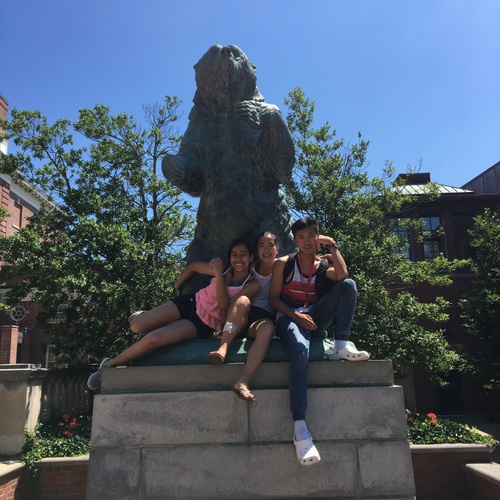 On Brown's campus with the Brown Bear