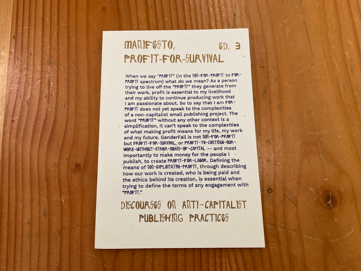 Manifesto, Profit for Survival: Discourses on Anti-Capitalist Publishing Practices [3rd Expanded Edition]