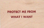Protect Me From What I Want Wooden Postcard [Red Text]