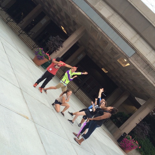 Posing in Front of the Gample Pavilion 