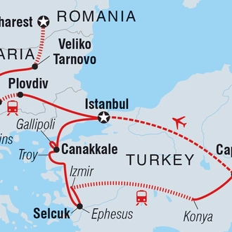 tourhub | Intrepid Travel | Romania, Bulgaria & Turkey Discovery | Tour Map
