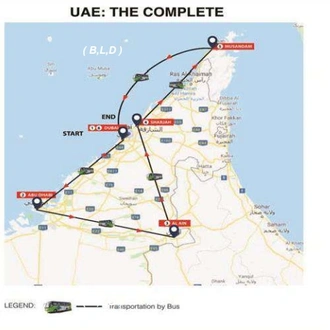 tourhub | Gray Line UAE & Oman | The UAE Complete - Escorted Tour in 4* Hotels – Full Board Plan | Tour Map