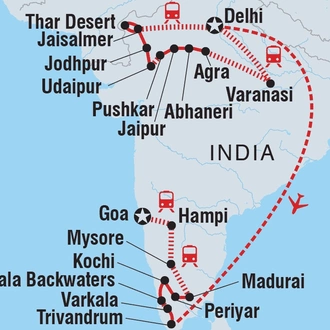 tourhub | Intrepid Travel | Iconic India | Tour Map