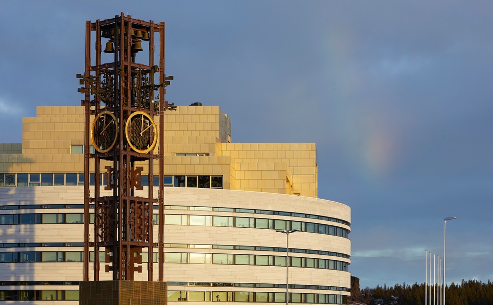 The new structure relocates not just the city’s place for gathering and governing but the heart of its shared memory and identity. Even on the greyest of days, the dawn will dazzle with the light of two golden suns. 
Credit: Photo by Hufton + Crown, Courtesy of Henning Larsen (2018)
