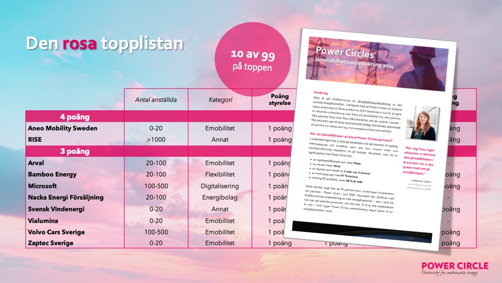 Den rosa topplistan och en bild av rapportens förstasida