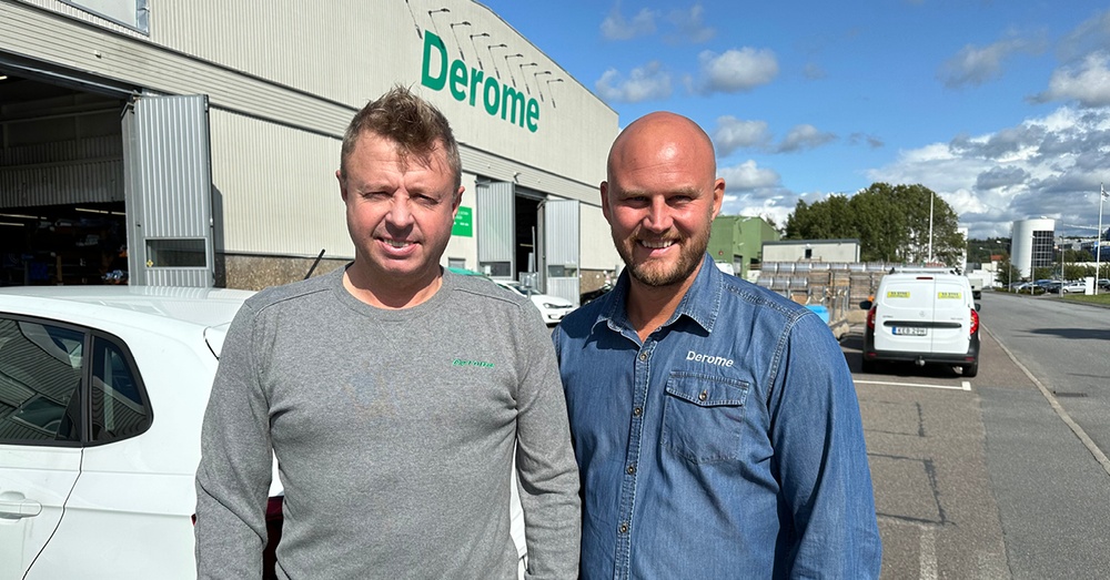 Per Gustafsson, försäljningschef, och Kristian Andersson, affärsområdeschef, för bygghandeln inom Derome