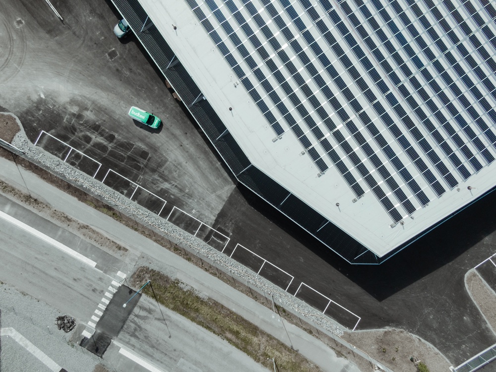 Solar panels on terminal roof