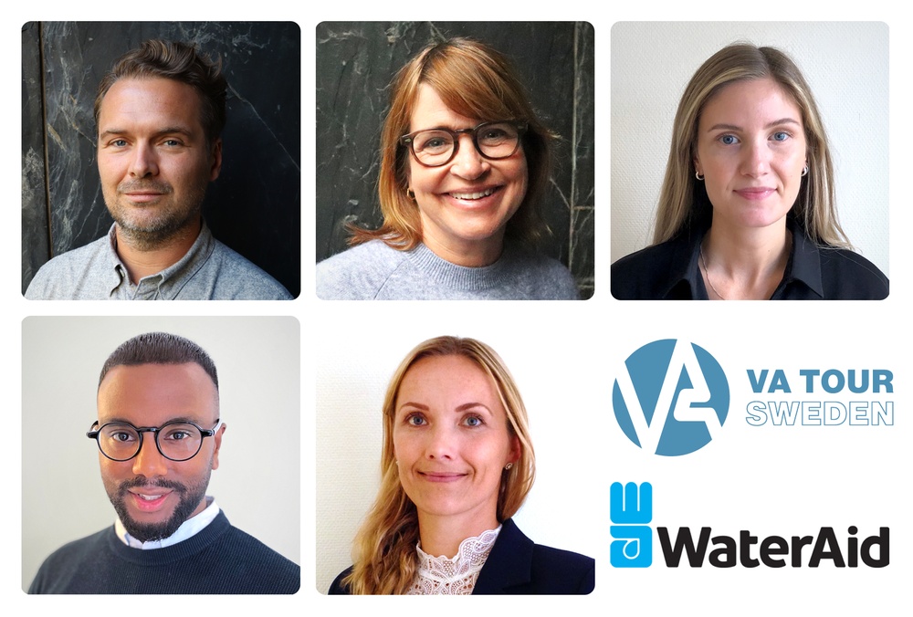 WaterAids Olle Wallin, Ulrica Lindblom, Lovisa Lantz, Eliya Lundin och Solveig Berntsen medverkar vid VA Tour Sweden.