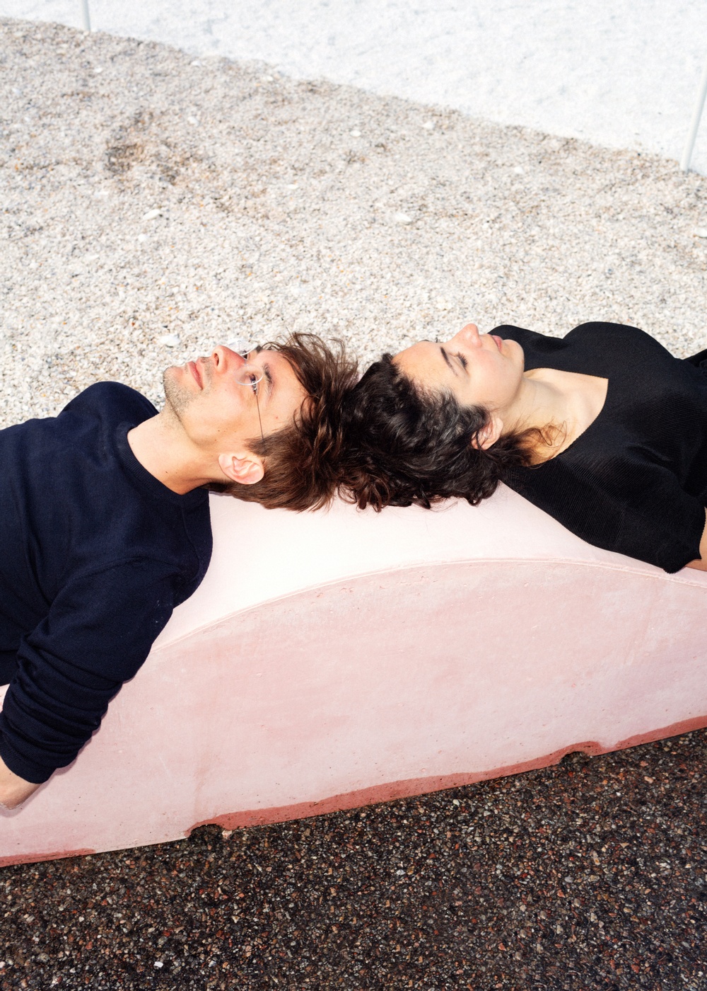 Portrait of Giovanni Bellotti and Alessandra Covini (Studio Ossidiana) at 'Studio Ossidiana: Utomhusverket 2021'. Photograph: Märta Thisner. Courtesy of ArkDes.