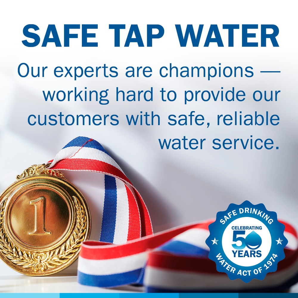 Safe Tap Water: Our experts are champions - working hard to provide our customers with safe, reliable water service. 