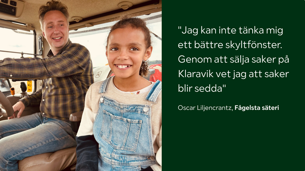 Oscar Liljencrantz, Fågelsta säteri, har sålt mängder av lantbruksmaskiner på Klaravik under årens lopp. Här tillsammans med dottern Sophie. 