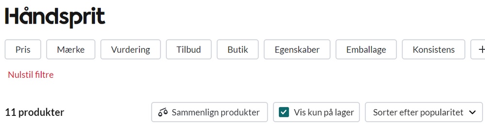 Vis på lager funktion på PriceRunner