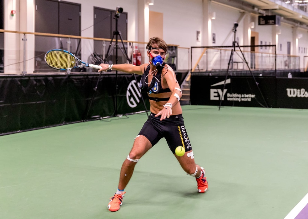 Qualisys Motion capture analysis of a tennis player