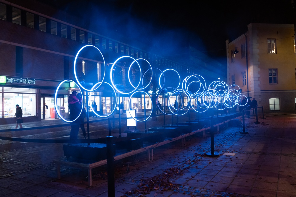 Ljusverket Kinetic Perspective under årets upplaga av Allt ljus på Uppsala