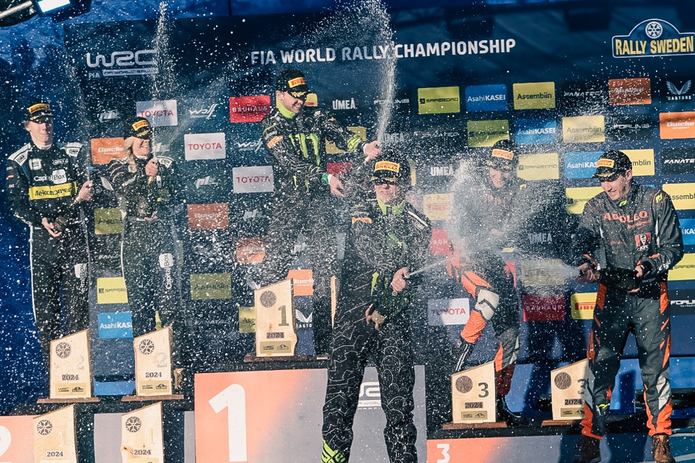 Oliver Solberg vann elva av de 18 sträckorna i WRC2-klassen under Rally Sweden i Umeå och vann därmed klassen för andra året i rad. PHOTO: ROBERT EKBLOM