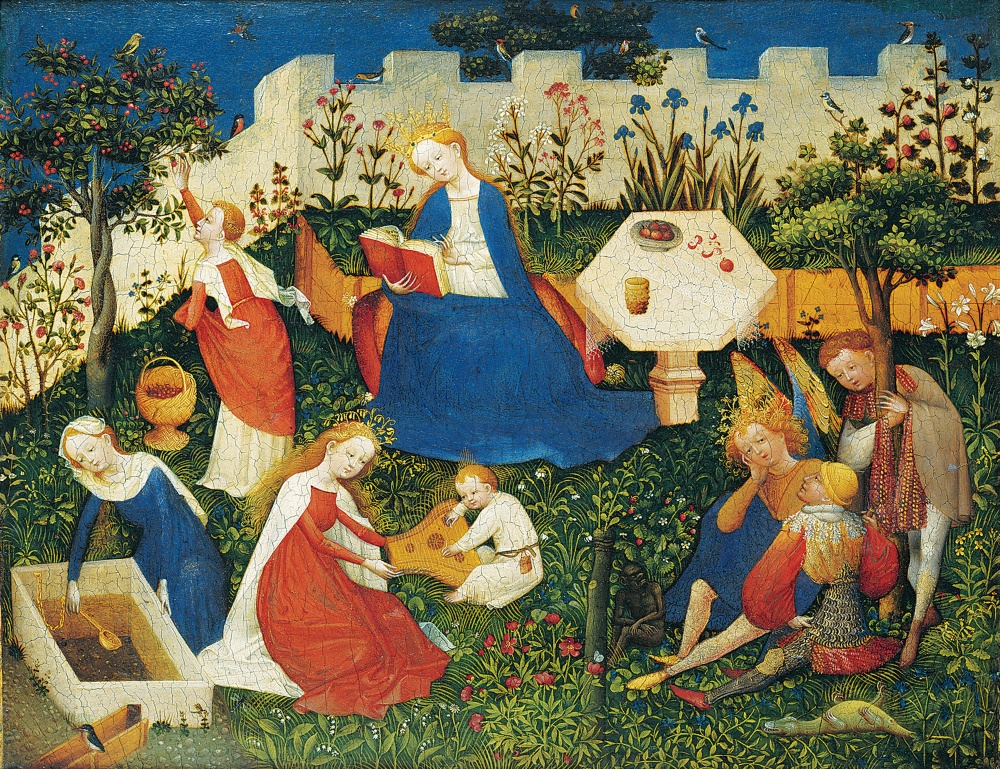 1400-talsmålningen "Paradiesgärtlein" ("Little Garden of Paradise") av Upper Rhenish Master.