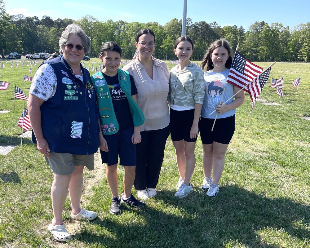 Lenape Pines Service Unit Girl Scouts and Leaders Honor Veterans at Atlantic County Veterans Cemetery.