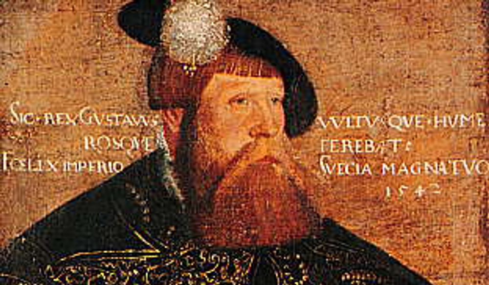 Gustav Vasa. Porträtt målat av Jacob Binck 1542 (beskuret).