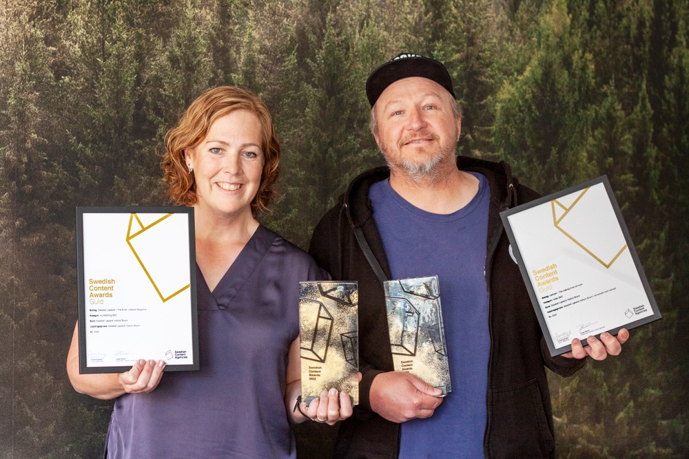Anna Lindblom, Design Manager, och Håkan Stenlund, Content Manager är del av det prisade teamet som fick två guld i Swedish Content Awards. 
