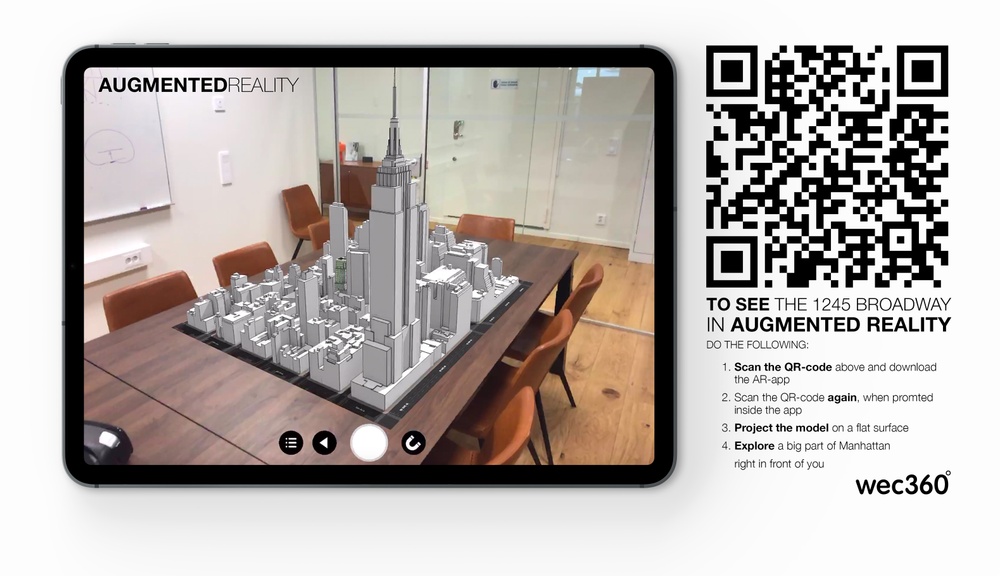 View the wec360°-project "1245 Broadway" in Augmented Reality, using the instructions in the image. 