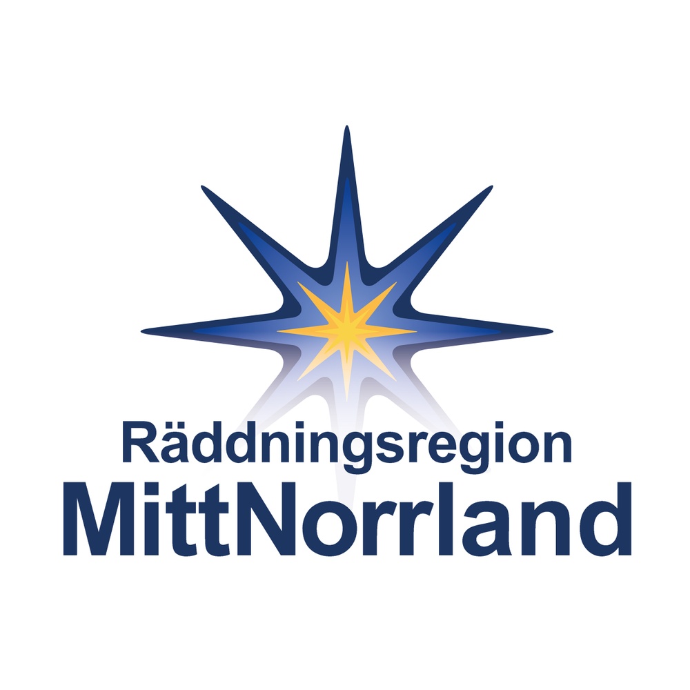 Räddningregion mittnorrlands symbol i form av en blå- och gulfärgad stjärna.