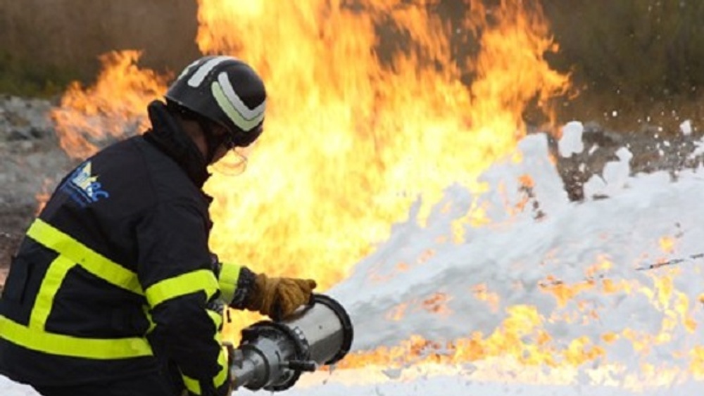 Övning med brandskum