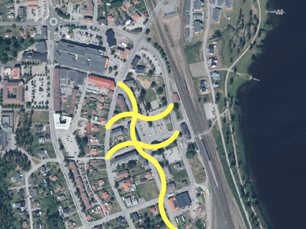 Området kring Oskarsgatan i Hultsfred. Credit: Hultsfreds kommun