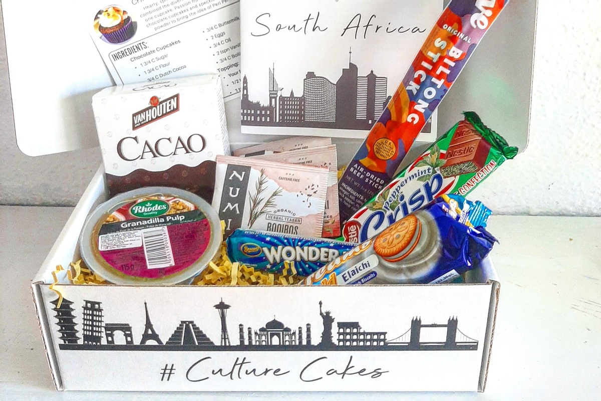 snack box filled with  South African snacks