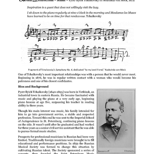 Pyotr Ilyich Tchaikovsky to Nedezhda von Meck, 1879
