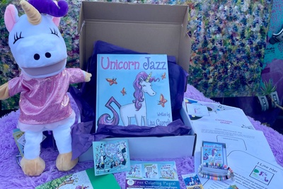 Unicorn Lovers Book Set by Unicorn Jazz, With Unicorn Playtime Puppets, Coloring pages, Unicorn Headband, Curriculum and More! Photo 1