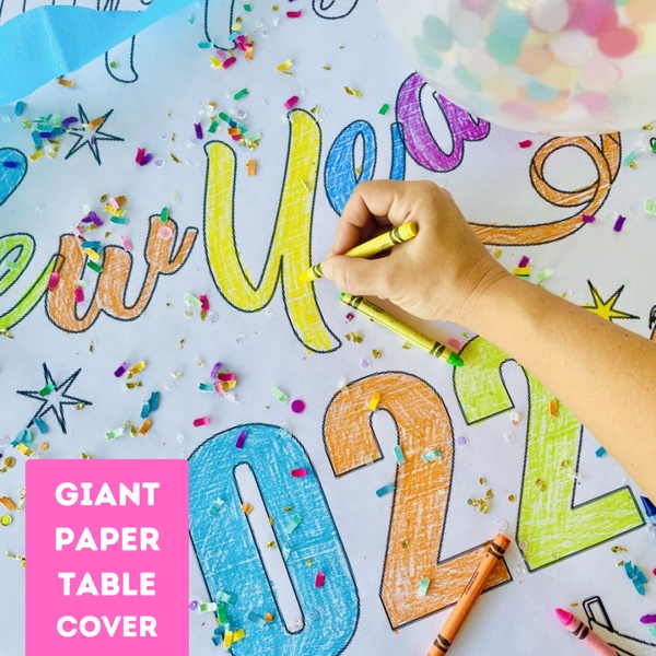 Happy New Year Coloring Table Cover Collage
